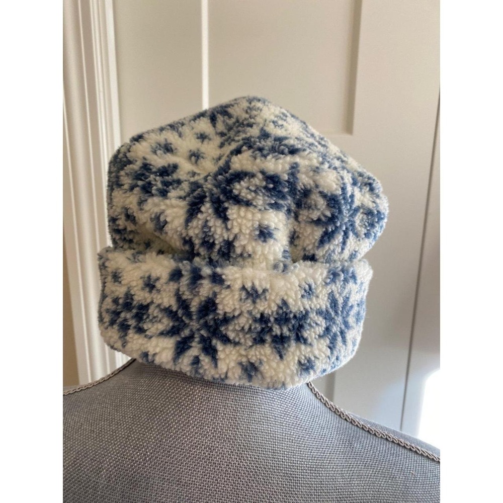 Polar Mitts Hat Bucket Winter Faux Fur Snowflakes Large